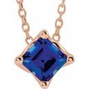 Genuine Sapphire Necklace in 14 Karat Rose Gold Genuine Sapphire Solitaire 16-18