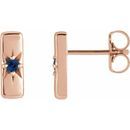 Genuine Sapphire Earrings in 14 Karat Rose Gold Genuine Sapphire Starburst Bar Earrings