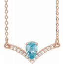 Genuine Zircon Necklace in 14 Karat Rose Gold Genuine Zircon & .06 Carat Diamond 18