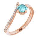 Genuine Zircon Ring in 14 Karat Rose Gold Genuine Zircon & 1/10 Carat Diamond Bypass Ring