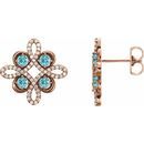 Genuine Zircon Earrings in 14 Karat Rose Gold Genuine Zircon & 1/4 Carat Diamond Earrings