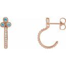 Genuine Zircon Earrings in 14 Karat Rose Gold Genuine Zircon & 1/4 Carat Diamond J-Hoop Earrings