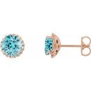 Genuine Zircon Earrings in 14 Karat Rose Gold Genuine Zircon & 1/6 Carat Diamond Earrings