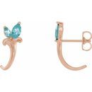 Genuine Zircon Earrings in 14 Karat Rose Gold Genuine Zircon Floral-Inspired J-Hoop Earrings
