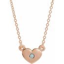 Genuine Zircon Necklace in 14 Karat Rose Gold Genuine Zircon Heart 16