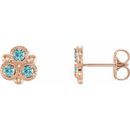 Genuine Zircon Earrings in 14 Karat Rose Gold Genuine Zircon Three-Stone Earrings