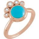 Genuine Turquoise Ring in 14 Karat Rose Gold Genuinebird Turquoise & .125 Carat Diamond Ring