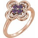 Chatham Created Alexandrite Ring in 14 Karat Rose Gold Chatham Created Alexandrite & 1/10 Carat Diamond Ring