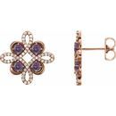 Genuine Chatham Created Alexandrite Earrings in 14 Karat Rose Gold Chatham Created Alexandrite & 1/4 Carat Diamond Earrings