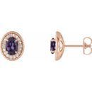 Genuine Chatham Created Alexandrite Earrings in 14 Karat Rose Gold Chatham Created Alexandrite & 1/5 Carat Diamond Halo-Style Earrings
