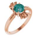Created Alexandrite Ring in 14 Karat Rose Gold Chatham Created Alexandrite & 1/6 Carat Diamond Ring