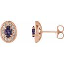 Genuine Chatham Created Alexandrite Earrings in 14 Karat Rose Gold Chatham Created Alexandrite & 1/8 Carat Diamond Halo-Style Earrings