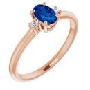 Genuine Chatham Created Sapphire Ring in 14 Karat Rose Gold Chatham Created Genuine Sapphire & .04 Carat Diamond Ring