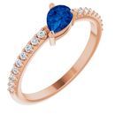 Genuine Chatham Created Sapphire Ring in 14 Karat Rose Gold Chatham Created Genuine Sapphire & 1/6 Carat Diamond Ring