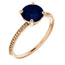 Genuine 14 Karat Rose Gold Genuine Chatham Blue Sapphire Ring