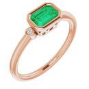 Genuine Created Emerald Ring in 14 Karat Rose Gold Chatham Created Emerald & .02 Carat Diamond Ring