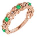 Genuine Chatham Created Emerald Ring in 14 Karat Rose Gold Chatham Created Emerald & .02 Carat Diamond Vintage-Inspired Scroll Ring