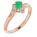 Genuine Chatham Created Emerald Ring in 14 Karat Rose Gold Chatham Created Emerald & .04 Carat Diamond Ring