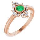 Genuine Chatham Created Emerald Ring in 14 Karat Rose Gold Chatham Created Emerald & 1/5 Carat Diamond Ring