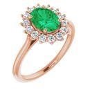 Genuine Chatham Created Emerald Ring in 14 Karat Rose Gold Chatham Created Emerald & 3/8 Carat Diamond Ring