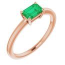 Genuine Chatham Created Emerald Ring in 14 Karat Rose Gold Chatham Created Emerald Ring