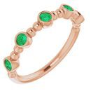 Genuine Chatham Created Emerald Ring in 14 Karat Rose Gold Chatham Created Emerald Stackable Beaded Ring