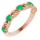 Genuine Chatham Created Emerald Ring in 14 Karat Rose Gold Chatham Created Emerald Stackable Link Ring