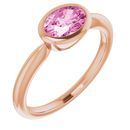 Genuine Chatham Created Sapphire Ring in 14 Karat Rose Gold Chatham Created Pink Sapphire Ring