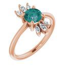 Chatham Created Alexandrite Ring in 14 Karat Rose Gold Chatham Lab-Created Alexandrite & 1/4 Carat Diamond Ring