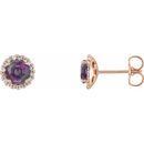 Genuine Chatham Created Alexandrite Earrings in 14 Karat Rose Gold Chatham Lab-Created Alexandrite & 1/5 Carat Diamond Earrings