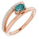 Chatham Created Alexandrite Ring in 14 Karat Rose Gold Chatham Lab-Created Alexandrite & 1/8 Carat Diamond Ring