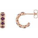 Genuine Chatham Created Alexandrite Earrings in 14 Karat Rose Gold Chatham Lab-Created Alexandrite Hoop Earrings