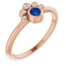 Genuine Chatham Created Sapphire Ring in 14 Karat Rose Gold Chatham Lab-Created Genuine Sapphire & .04 Carat Diamond Ring