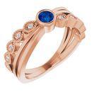 Genuine Chatham Created Sapphire Ring in 14 Karat Rose Gold Chatham Lab-Created Genuine Sapphire & .05 Carat Diamond Ring