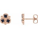 Created Sapphire Earrings in 14 Karat Rose Gold Chatham Lab-Created Genuine Sapphire Three-Stone Earrings