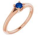 Genuine Chatham Created Sapphire Ring in 14 Karat Rose Gold Chatham Lab-Created Genuine Sapphire Youth Solitaire Ring