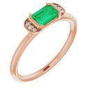 Genuine Chatham Created Emerald Ring in 14 Karat Rose Gold Chatham Lab-Created Emerald & .02 Carat Diamond Ring
