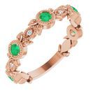 Genuine Chatham Created Emerald Ring in 14 Karat Rose Gold Chatham Lab-Created Emerald & .03 Carat Diamond Ring