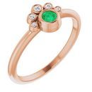 Genuine Chatham Created Emerald Ring in 14 Karat Rose Gold Chatham Lab-Created Emerald & .04 Carat Diamond Ring