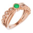 Genuine Chatham Created Emerald Ring in 14 Karat Rose Gold Chatham Lab-Created Emerald & .05 Carat Diamond Ring