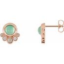 Green Chrysoprase Earrings in 14 Karat Rose Gold Chrysoprase & 1/8 Carat Diamond Earrings