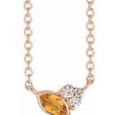 Golden Citrine Necklace in 14 Karat Rose Gold Citrine & .03 Carat Diamond 16