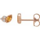 Golden Citrine Earrings in 14 Karat Rose Gold Citrine & .05 Carat Diamond Earrings