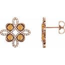 Golden Citrine Earrings in 14 Karat Rose Gold Citrine & 1/4 Carat Diamond Earrings