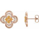 Golden Citrine Earrings in 14 Karat Rose Gold Citrine & 1/5 Carat Diamond Clover Earrings