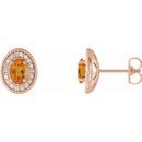 Golden Citrine Earrings in 14 Karat Rose Gold Citrine & 1/5 Carat Diamond Halo-Style Earrings