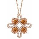 Golden Citrine Necklace in 14 Karat Rose Gold Citrine & .17 Carat Diamond Clover 18