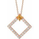 Golden Citrine Necklace in 14 Karat Rose Gold Citrine & 3/8 Carat Diamond 16-18