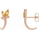 Golden Citrine Earrings in 14 Karat Rose Gold Citrine Floral-Inspired J-Hoop Earrings
