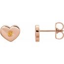 Golden Citrine Earrings in 14 Karat Rose Gold Citrine Heart Earrings